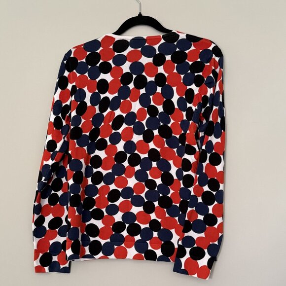 Circle Sweater Round Neck Long Sleeves Button Cardigan Red Black Blue Large - Picture 4 of 5